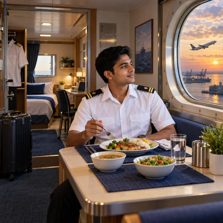 Meals and lodging served aboard ship — costs borne by the company