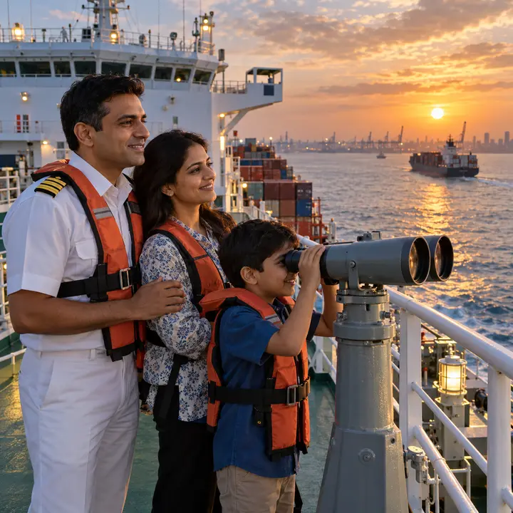 A senior officer’s family aboard ship