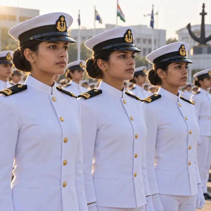 Female Merchant Navy cadets at a DG Shipping-approved training institute passing-out parade